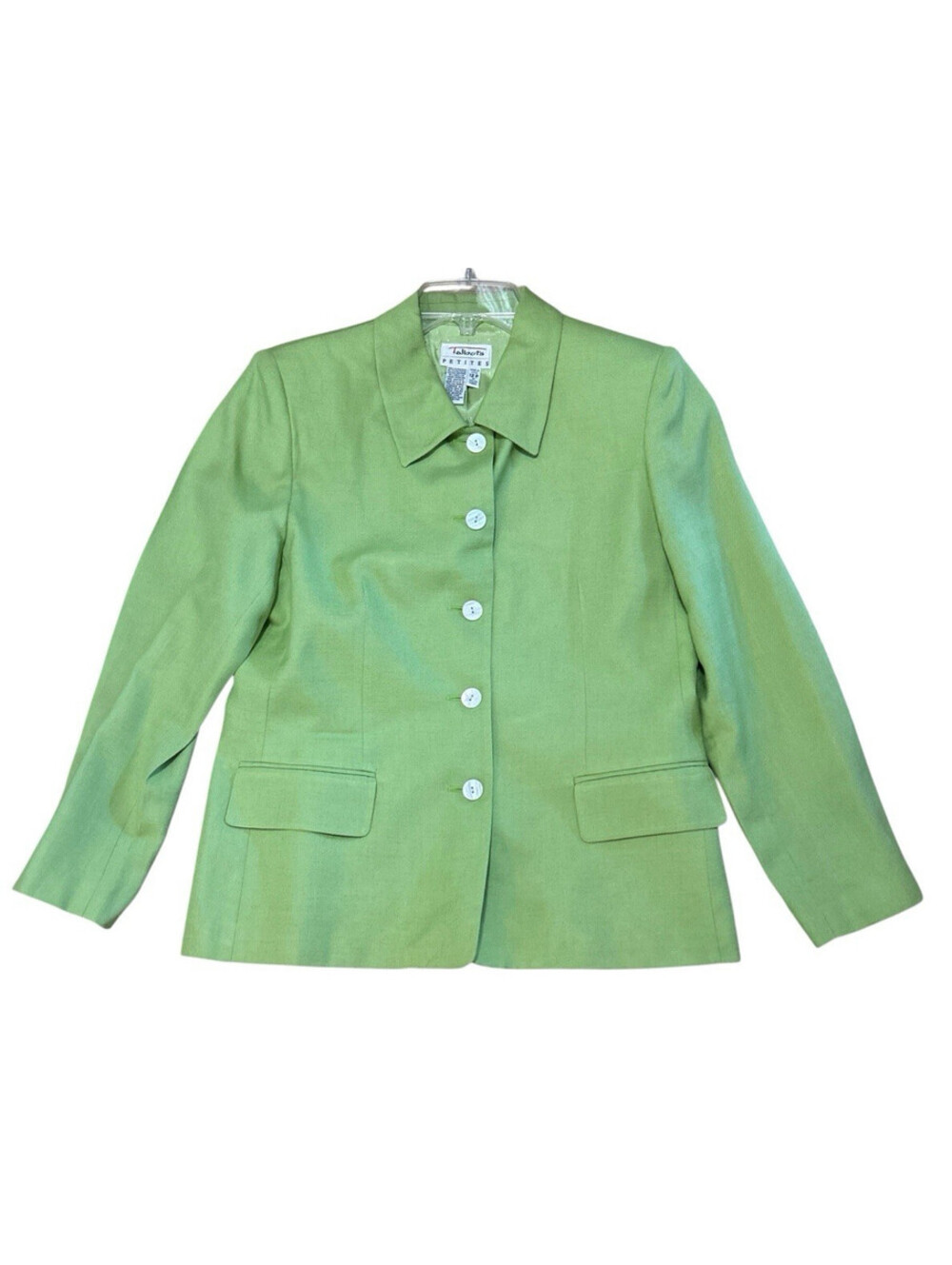 Talbots Size 12 Petite Green Linen Blend Jacket Blazer Lined Spring Summer